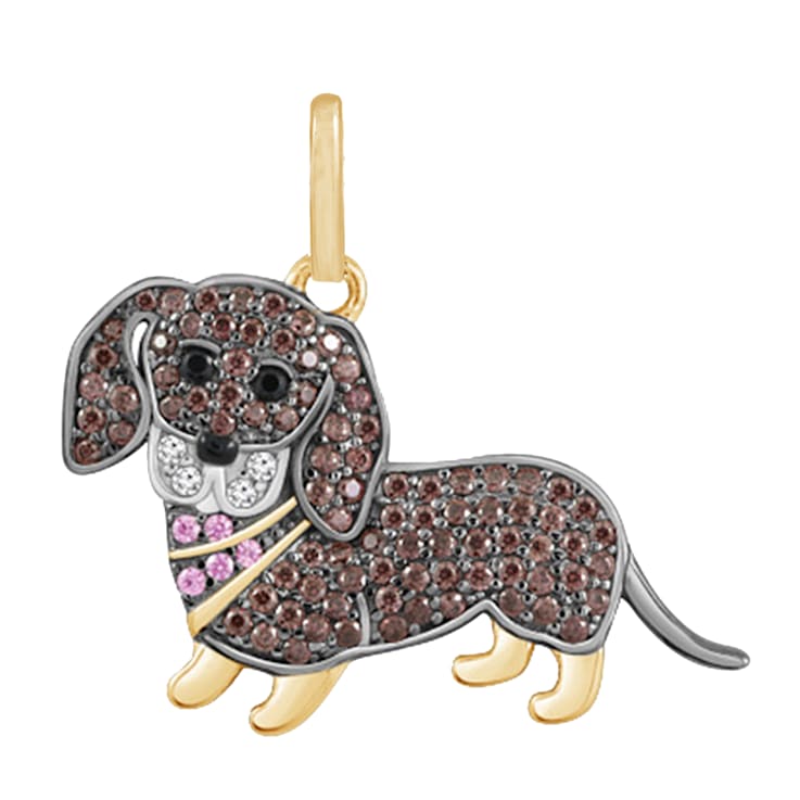 J ADMIRE 14K Yellow Gold Plated Sterling Silver Dachshund Puppy