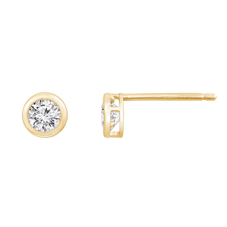 LUXGEM 10K Yellow Gold Solitaire October Birthstone Earrings
