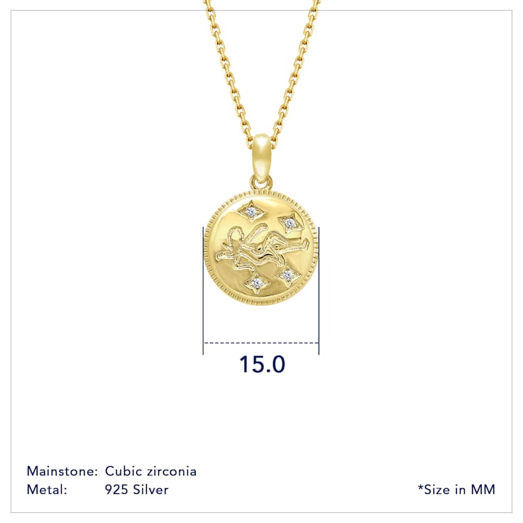 J'ADMIRE 14K Yellow Gold Over Sterling Silver Virgo Zodiac Stars Pendant Necklace