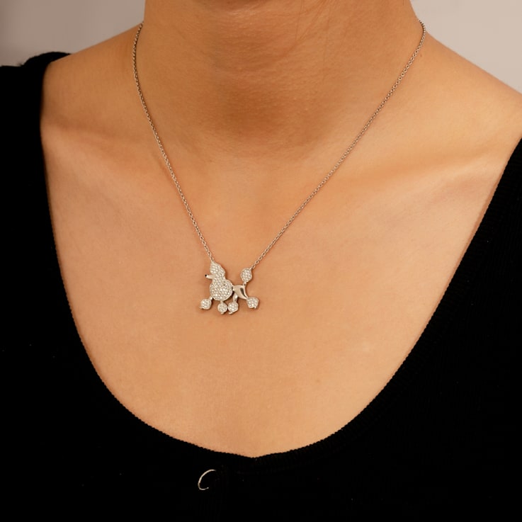 J'ADMIRE Platinum Plated Sterling Silver Poodle Puppy Pendant Necklace