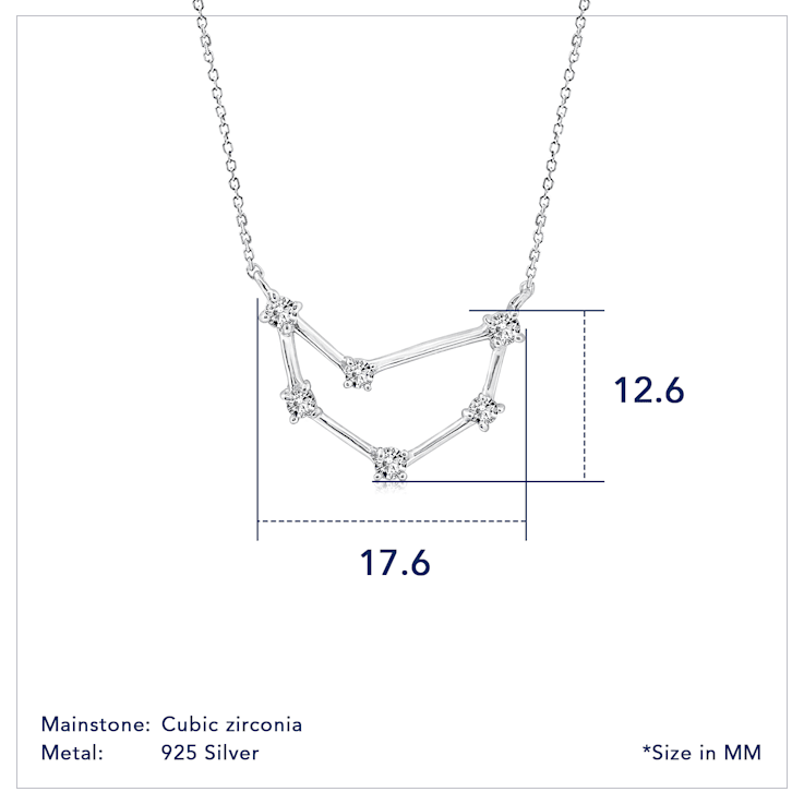 J'ADMIRE Capricorn  Zodiac Constellation Platinum 950 Over Sterling
Silver Pendant Necklace