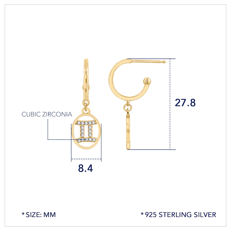 J'ADMIRE Sterling Silver Zodiac Drop Earrings