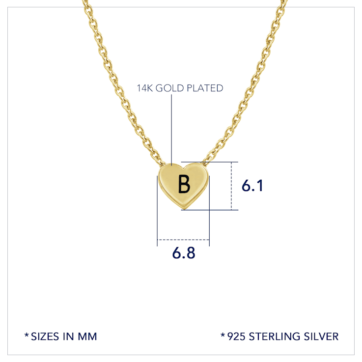 J'ADMIRE 14K Yellow Gold Over Sterling Silver Simple Initial Pendant Necklace