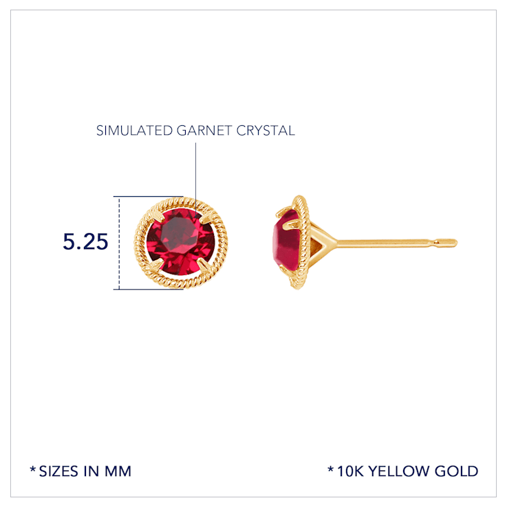 J'ADMIRE 10K Gold Birthstone Solitaire Stud Earrings