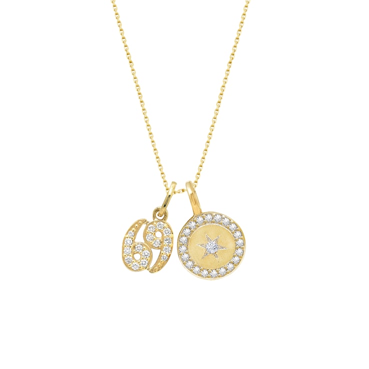 J'ADMIRE 14K Yellow Gold Over Sterling Silver Cancer Zodiac Pendant Set Necklace
