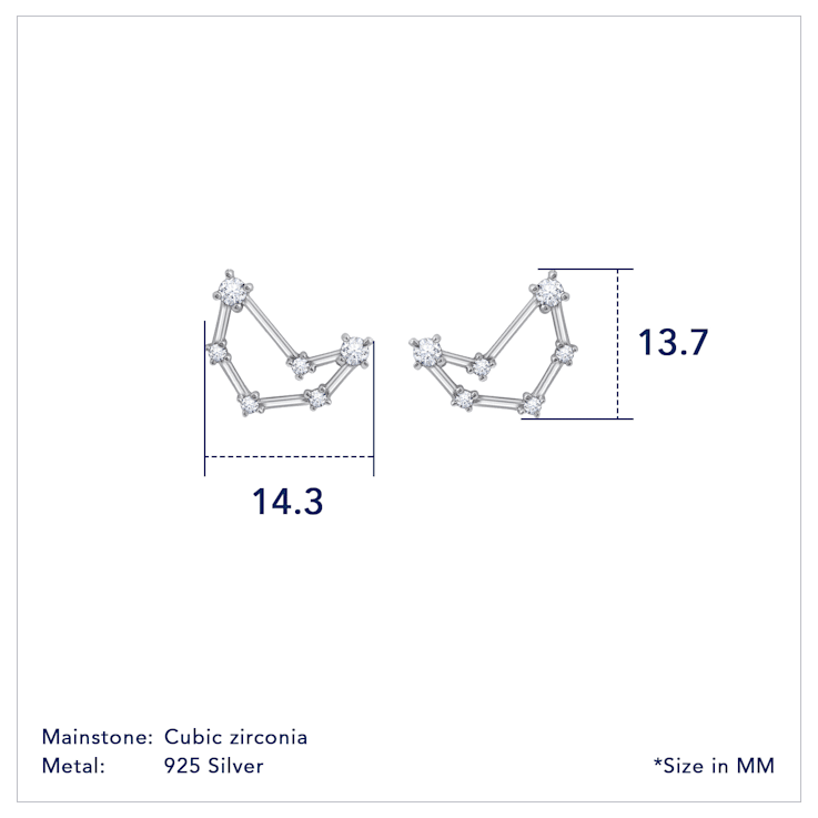 J'ADMIRE Rhodium Over Sterling Silver Dainty Zodiac Capricorn Stud Earrings