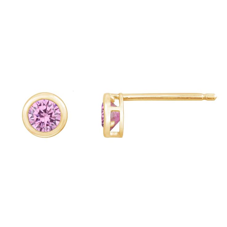 LUXGEM 10K Yellow Gold Solitaire October Birthstone Earrings | 0.25 Carat  Opal Simulant
