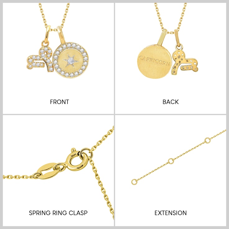 J'ADMIRE 14K Yellow Gold Over Sterling Silver Capricorn Zodiac Pendant
Set Necklace
