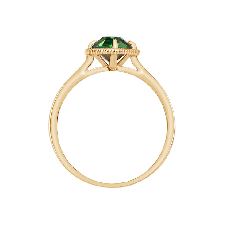 J'ADMIRE 10K Gold Crystal Emerald Simulant Solitaire Ring