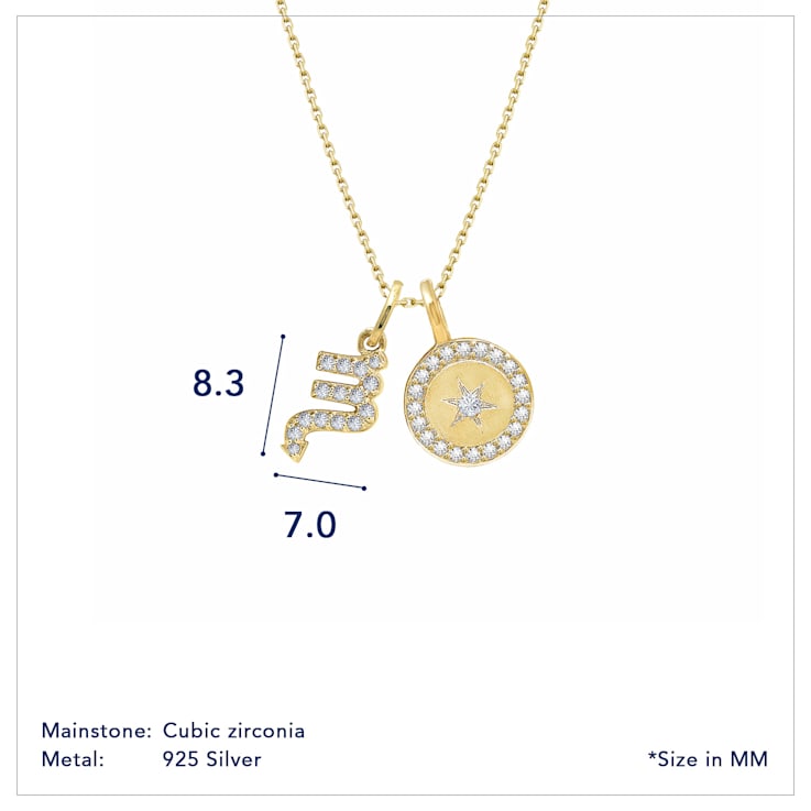 J'ADMIRE 14K Yellow Gold Over Sterling Silver Scorpio Zodiac Pendant Set Necklace