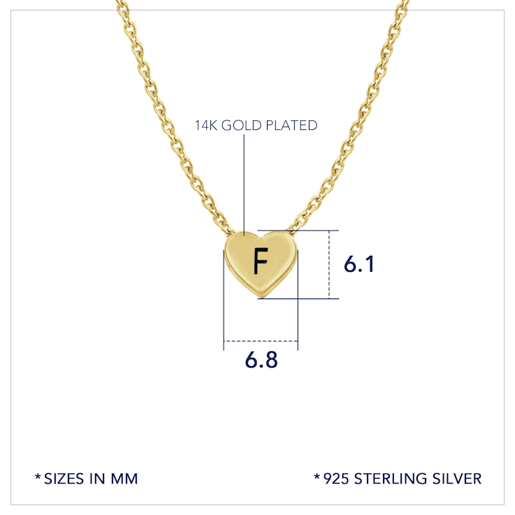 J'ADMIRE 14K Yellow Gold Over Sterling Silver Simple Initial Pendant Necklace