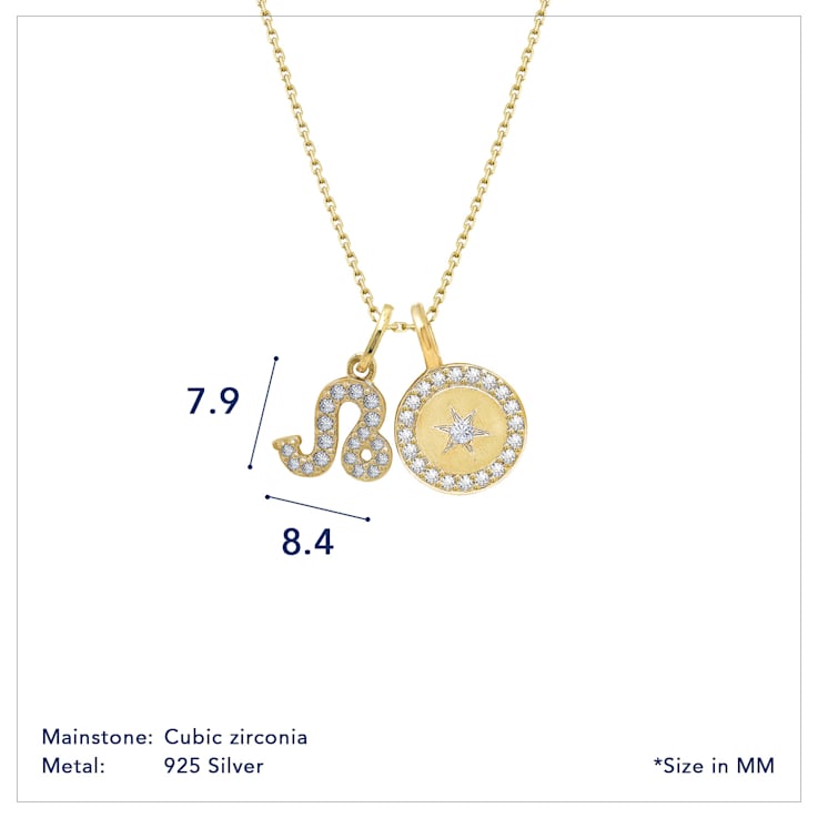 J'ADMIRE 14K Yellow Gold Over Sterling Silver Leo Zodiac Pendant Set Necklace