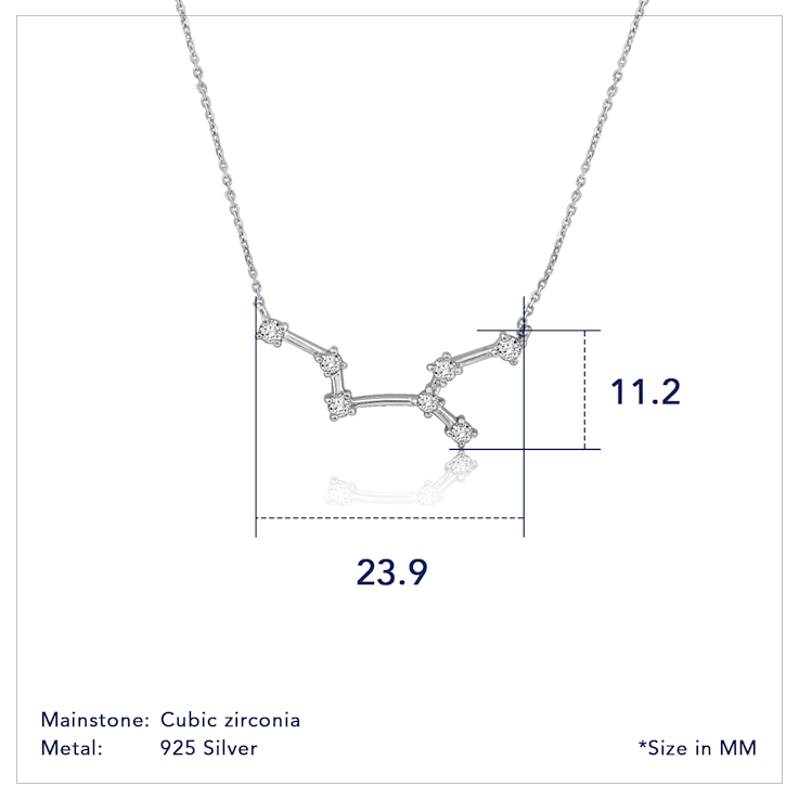 J'ADMIRE Virgo Zodiac Constellation Platinum 950 Over Sterling Silver
Pendant Necklace