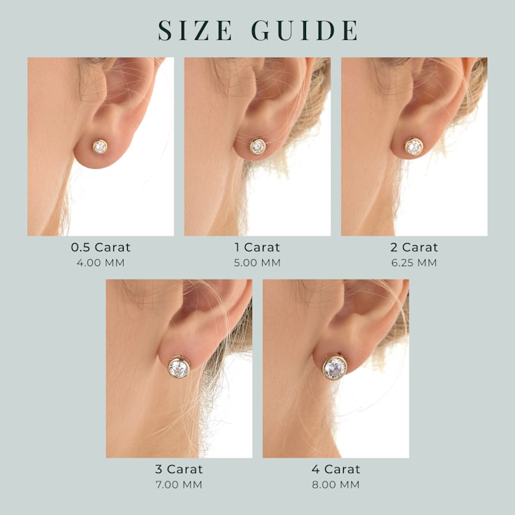 LUXGEM 14K Yellow Gold Bezel Round Cut Studs | 0.5 Carat Cubic Zirconia