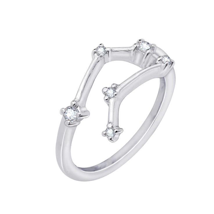 J'ADMIRE Gemini Constellation Rhodium Over Sterling Silver Ring