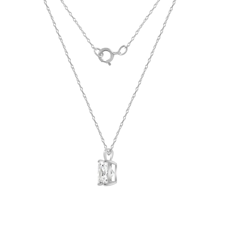 LUXGEM 14K White Gold Princess Cut Pendant Necklace | 2