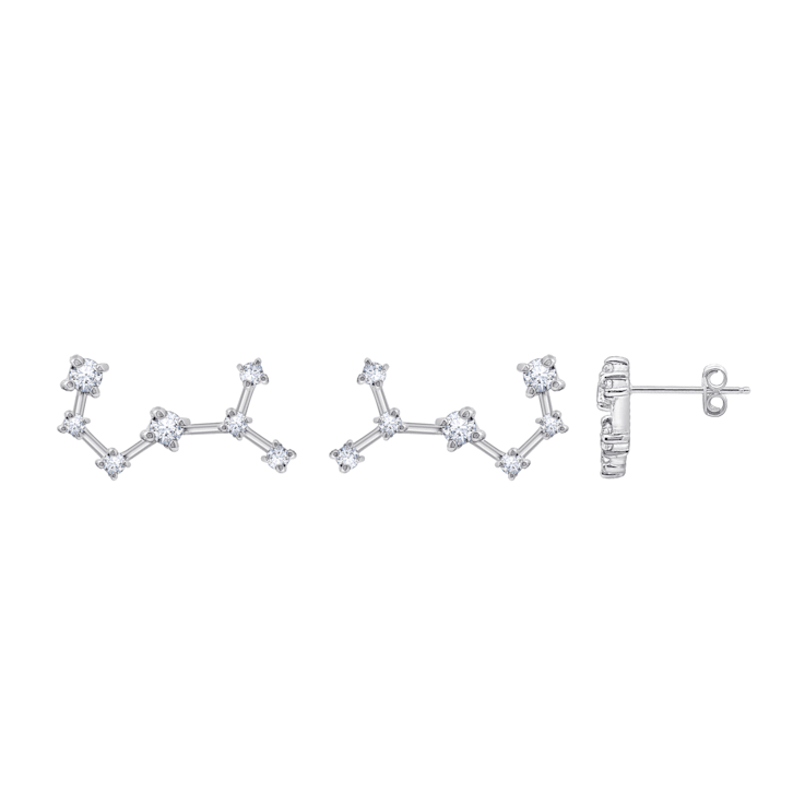 J'ADMIRE Rhodium Over Sterling Silver Dainty Zodiac Scorpio Stud Earrings