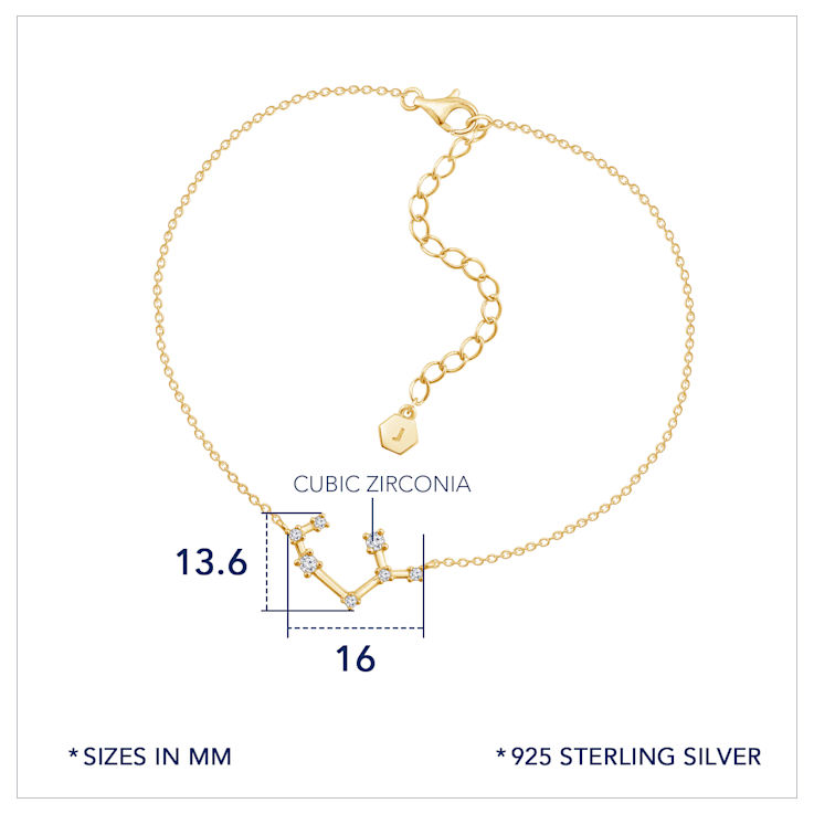 J'ADMIRE 14K Gold Over Sterling Silver Zodiac Anklet for Women