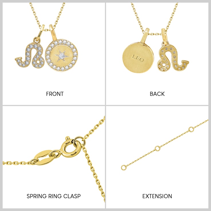 J'ADMIRE 14K Yellow Gold Over Sterling Silver Leo Zodiac Pendant Set Necklace