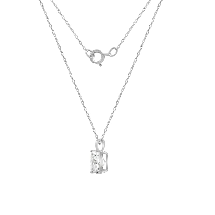 LUXGEM 10K White Gold Princess Cut Pendant Necklace | 3 Carat Cubic Zirconia