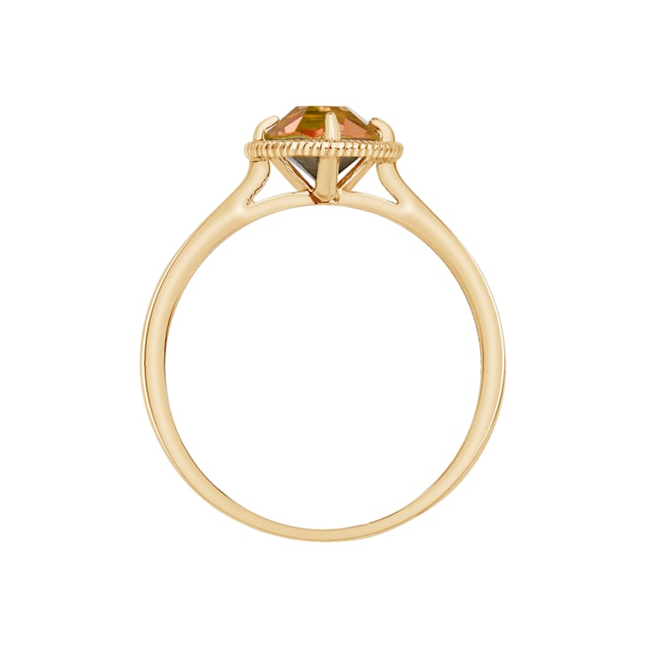 J'ADMIRE 10K Gold Crystal Citrine Simulant Solitaire Ring