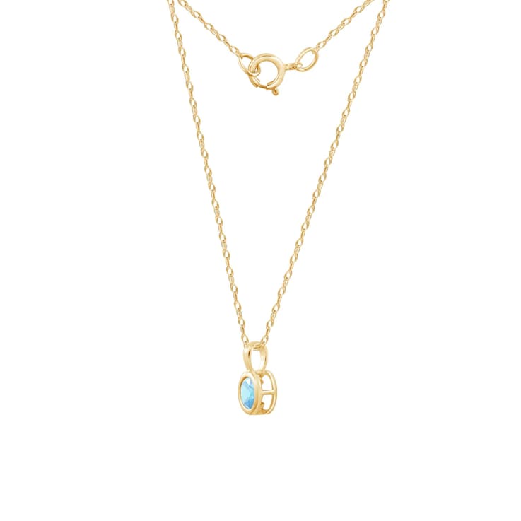 LUXGEM 10K Solid Gold Solitaire March Birthstone Necklace