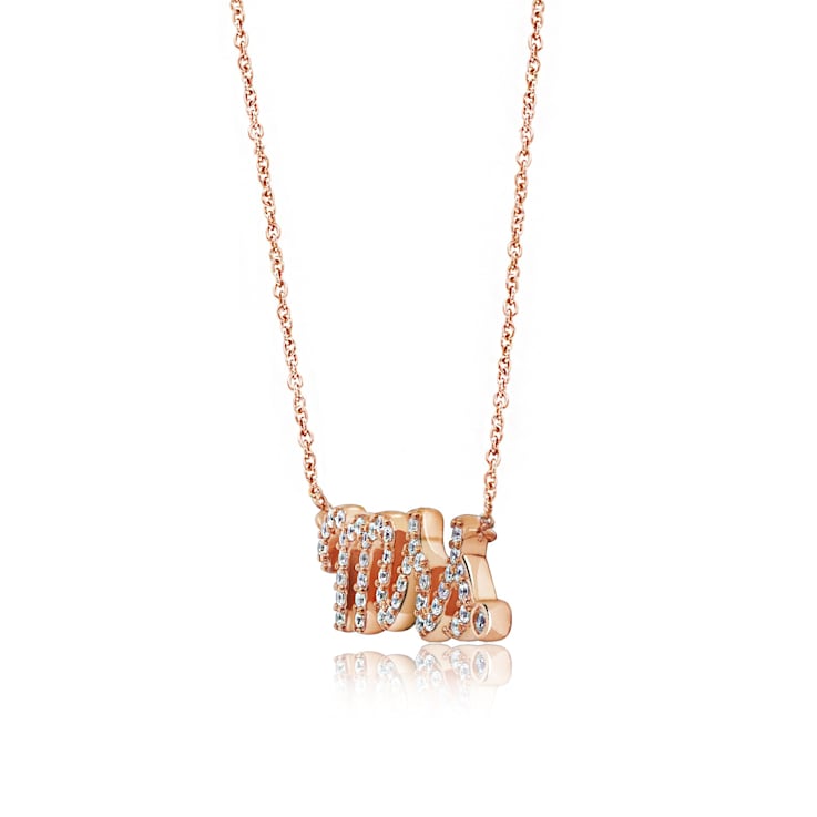 J'ADMIRE 14K Rose Gold Over Sterling Silver Pave Mrs. Pendant Necklace