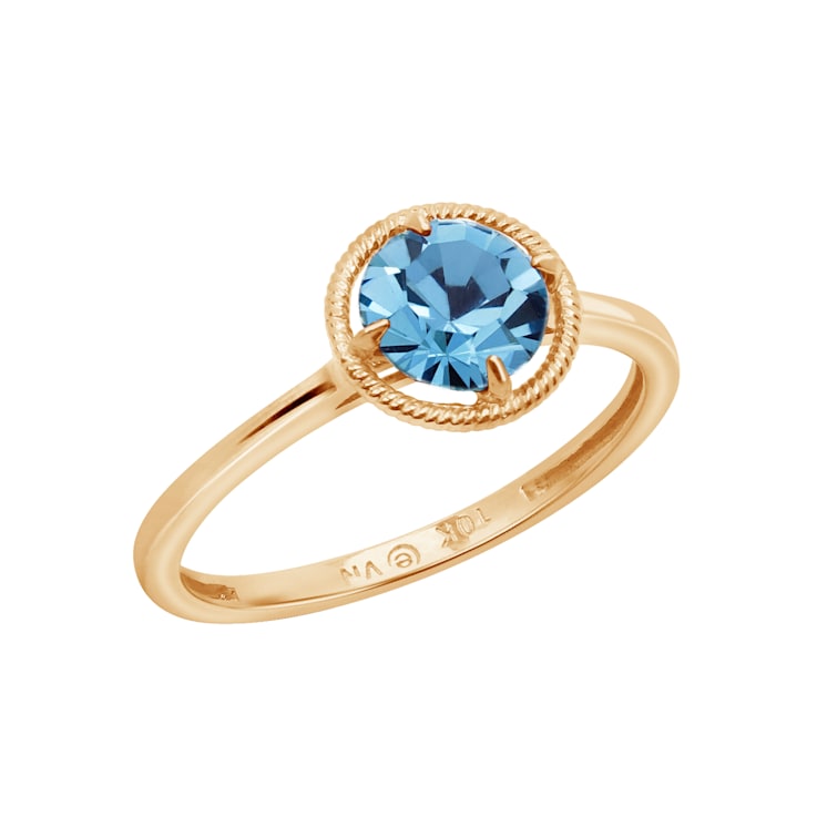 J'ADMIRE 10K Gold Crystal Tanzanite Simulant Solitaire Ring