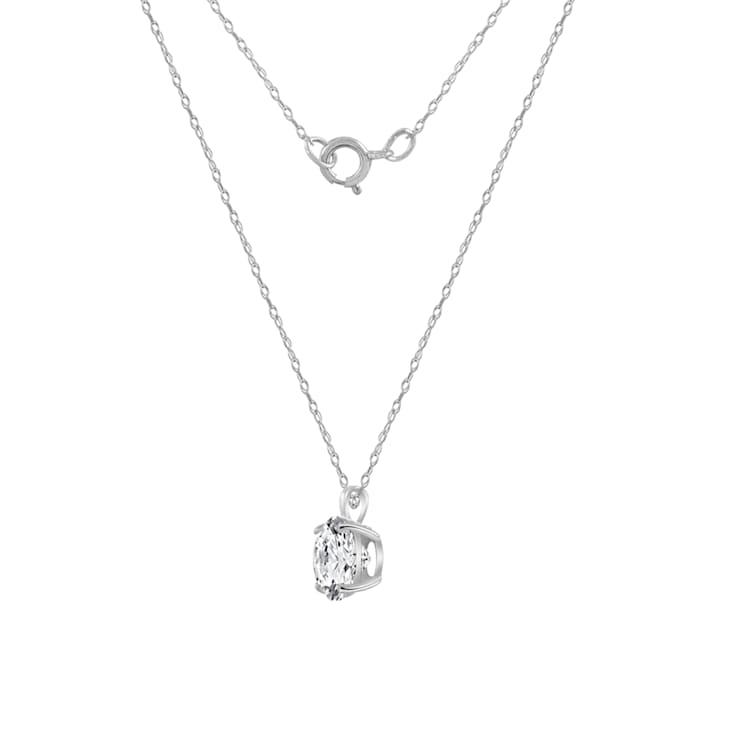 LUXGEM 14K White Gold Round Cut Pendant Necklace | 0.5 Carat Cubic Zirconia