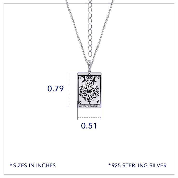 J'ADMIRE Platinum 950 Over Sterling Silver Tarot Card Wheel of Fortune
Pendant Necklace