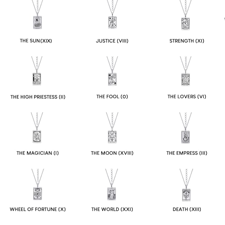 J'ADMIRE Platinum 950 Over Sterling Silver Tarot Card The Sun Pendant Necklace