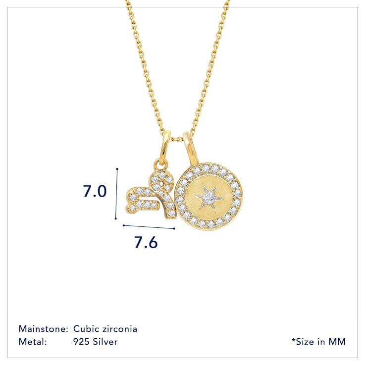 J'ADMIRE 14K Yellow Gold Over Sterling Silver Capricorn Zodiac Pendant
Set Necklace