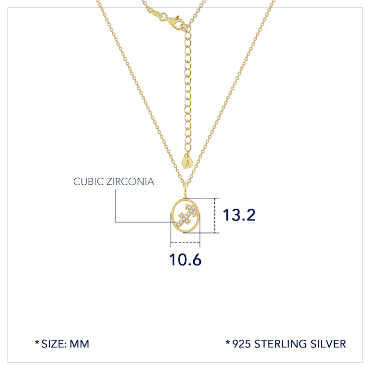 J'ADMIRE Sterling Silver Oval Zodiac Pendant Necklace