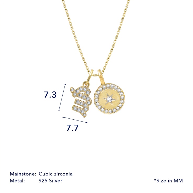 J'ADMIRE 14K Yellow Gold Over Sterling Silver Virgo Zodiac Pendant Set Necklace