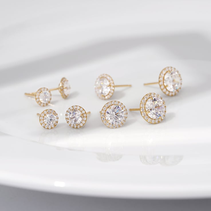 【ポイント10倍】 LUXGEM Cubic Carat 0.5 | Studs Halo Round Gold White 10K ライト・ランタン