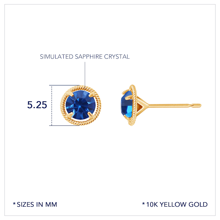 J'ADMIRE 10K Gold Birthstone Solitaire Stud Earrings