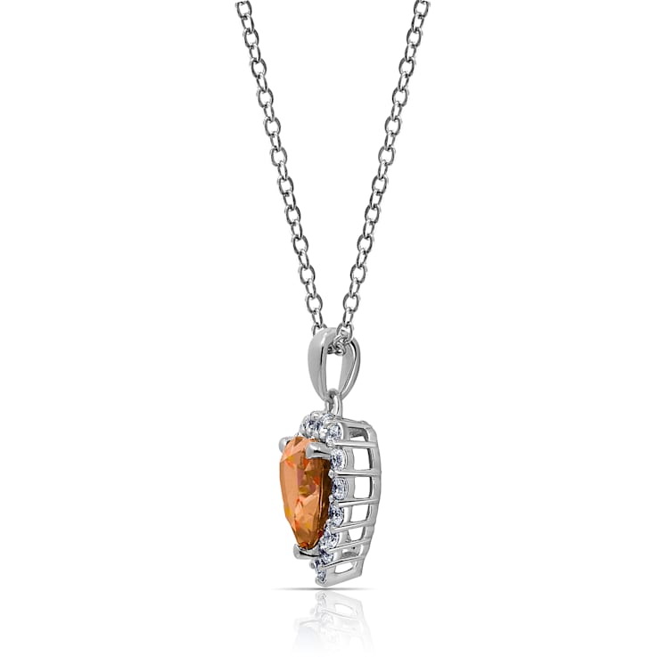 J'ADMIRE Citrine Simulant Platinum Over Sterling Silver Heart Pendant
with Chain