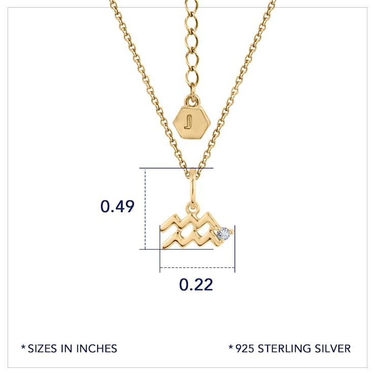 J'ADMIRE 14K Yellow Gold Over Sterling Silver Aquarius Zodiac Pendant Necklace