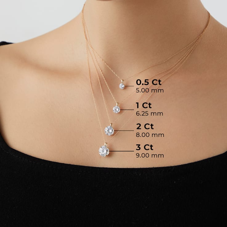 LUXGEM 10K White Gold Round Cut Pendant Necklace | 2 Carat Cubic Zirconia