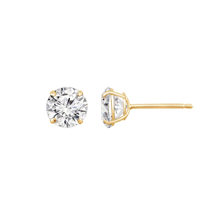 LUXGEM 14K Yellow Gold Round Cut Solitaire Studs 3 carat Cubic Zirconia 1BCT1A