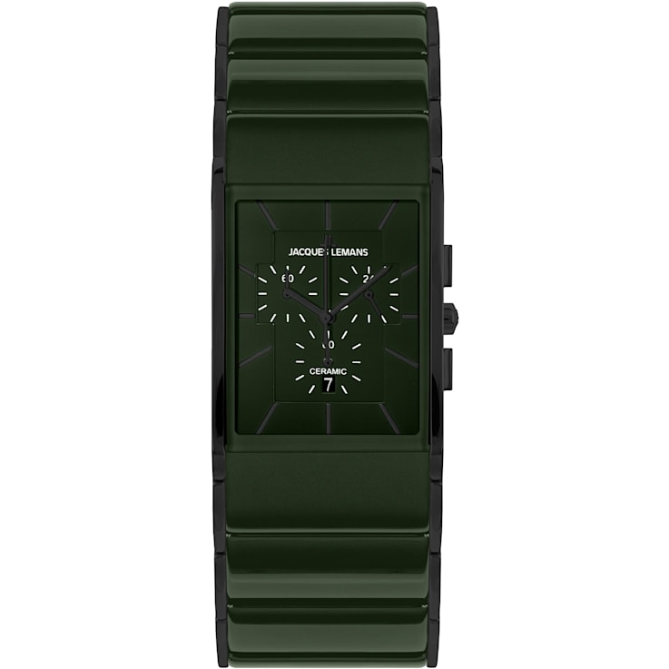 High-Tech Dublin Strap 1-1941 Men\'s Ceramic - 110W1A LEMANS Stainless Watch w/ JACQUES Chronograph Black