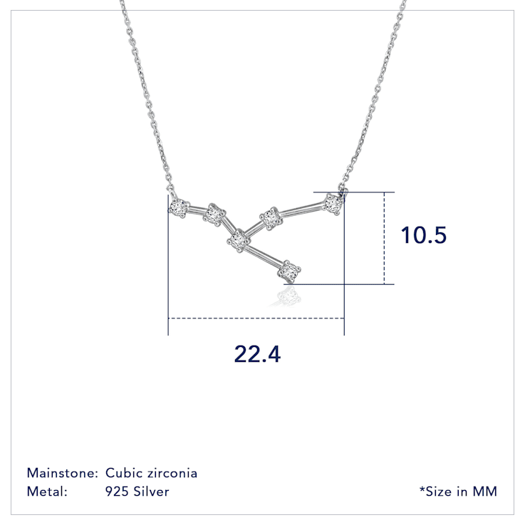 J'ADMIRE Taurus Zodiac Constellation Platinum 950 Over Sterling Silver
Pendant Necklace