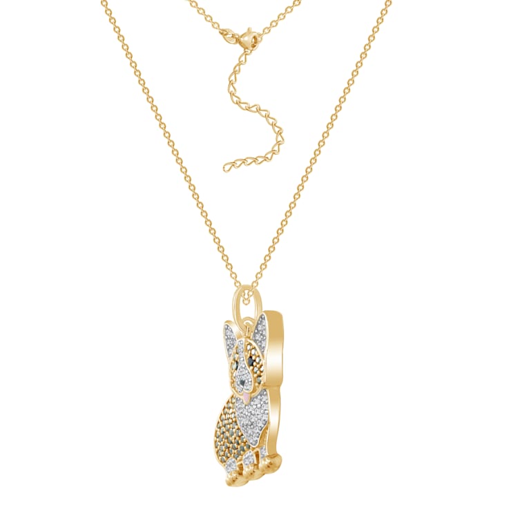 J'ADMIRE 14K Yellow Gold Plated Sterling Silver Corgi Puppy Pendant Necklace