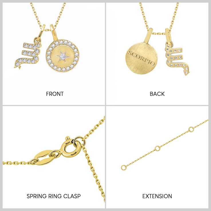 J'ADMIRE 14K Yellow Gold Over Sterling Silver Scorpio Zodiac Pendant Set Necklace