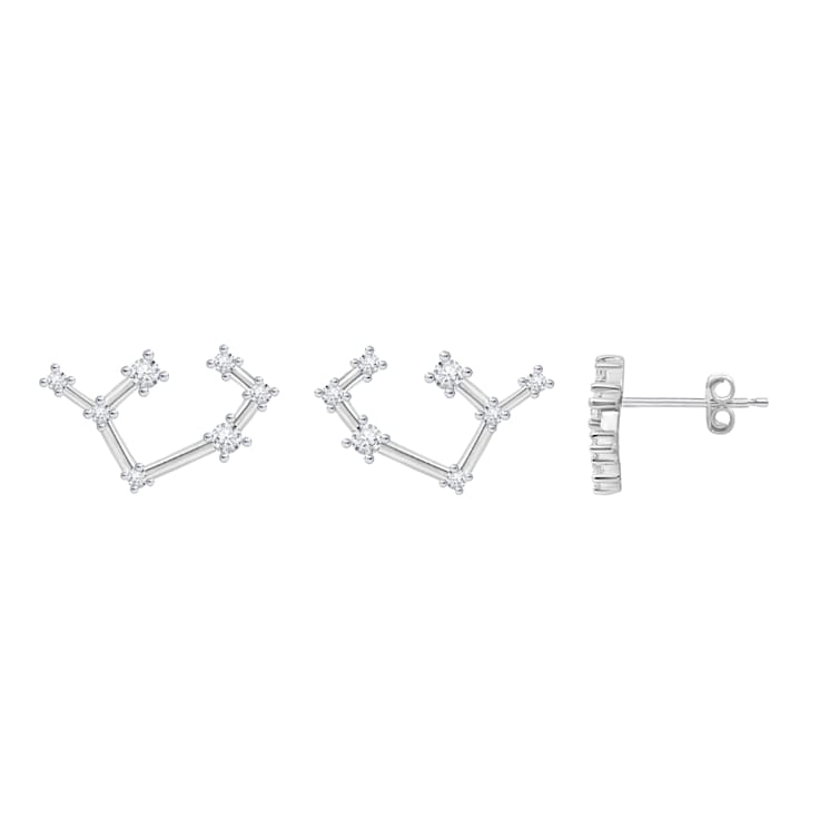 J'ADMIRE Rhodium Over Sterling Silver Dainty Zodiac Sagittarius Stud Earrings