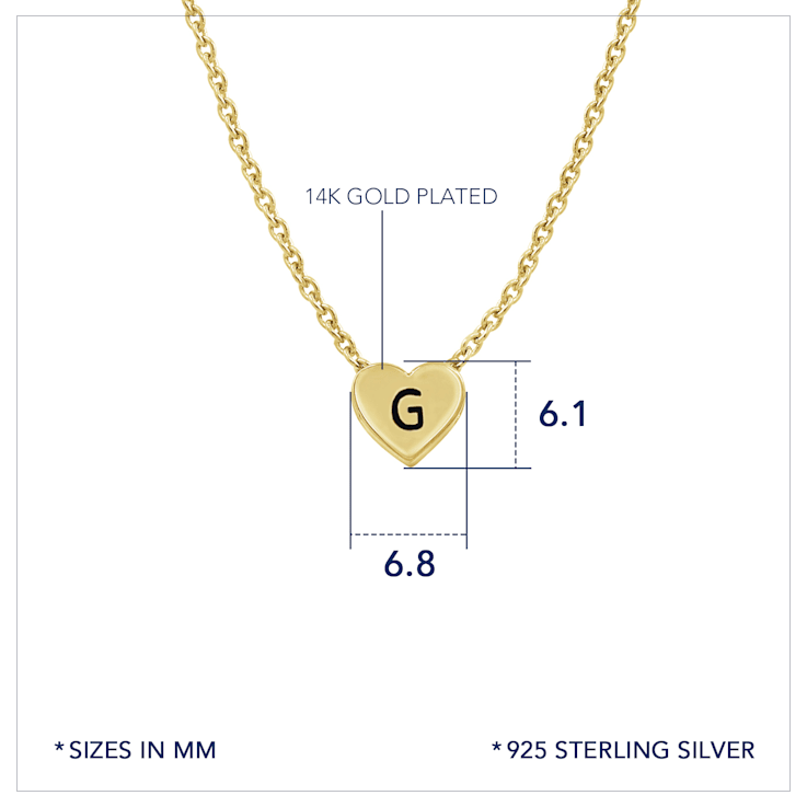 J'ADMIRE 14K Yellow Gold Over Sterling Silver Simple Initial Pendant Necklace