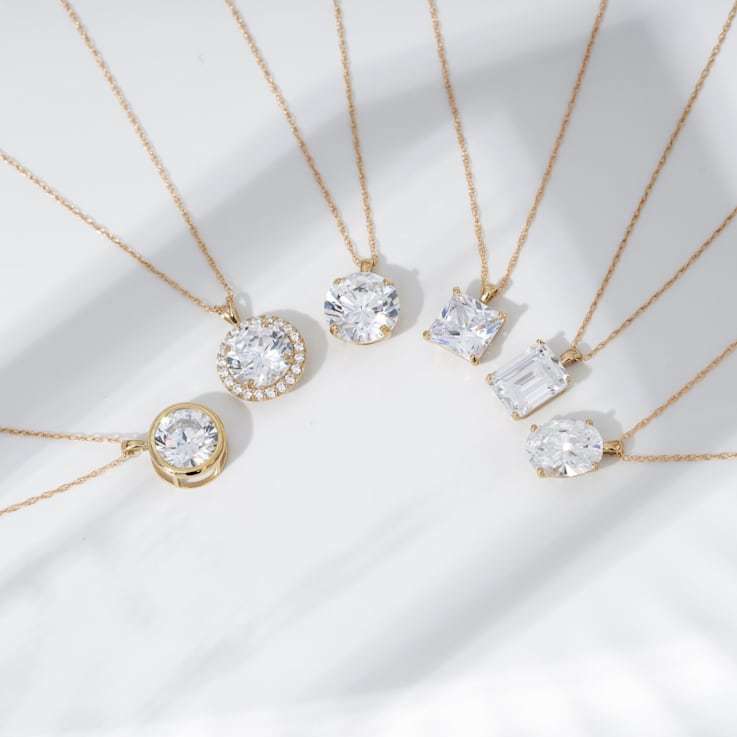 LUXGEM 10K White Gold Princess Cut Pendant Necklace | 3 Carat