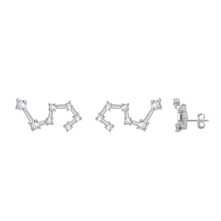 J'ADMIRE Rhodium Over Sterling Silver Dainty Zodiac Leo Stud Earrings