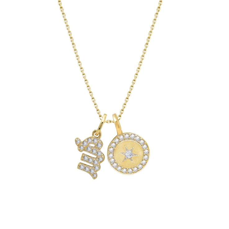 J'ADMIRE 14K Yellow Gold Over Sterling Silver Virgo Zodiac Pendant Set Necklace