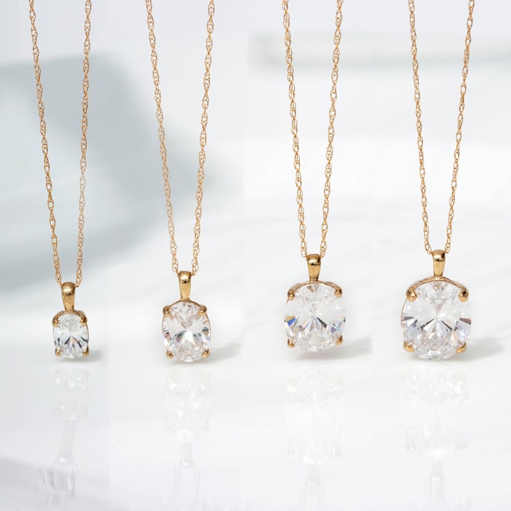 LUXGEM 14K White Gold Oval Cut Pendant Necklace | 1 Carat